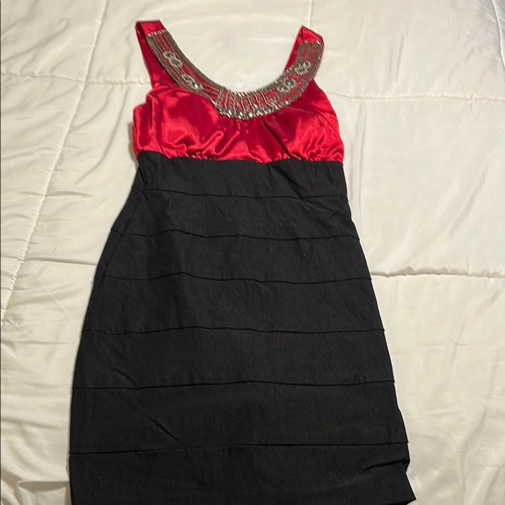 Elegant Red and Black Women's Dress
